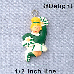 7012 - Cheerleader - Green  - Resin Charm