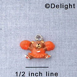 7018 - Cheerleader Bear - Orange  - Resin Charm