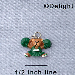 7020 - Cheerleader Bear - Green  - Resin Charm