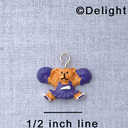 7021 - Cheerleader Bear - Purple  - Resin Charm