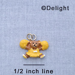 7022 - Cheerleader Bear - Yellow  - Resin Charm