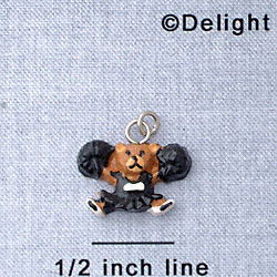 7023 - Cheerleader Bear - Black  - Resin Charm