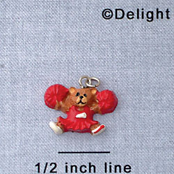 7025 - Cheerleader Bear - Red  - Resin Charm