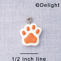 7042 tlf - Paw - Orange  - Resin Charm