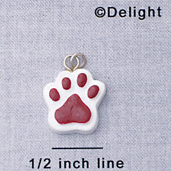 7043 tlf - Paw - Maroon  - Resin Charm