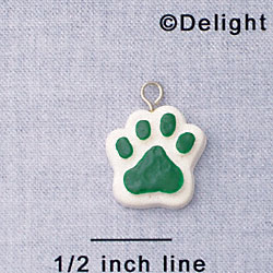 7044 tlf - Paw - Green  - Resin Charm