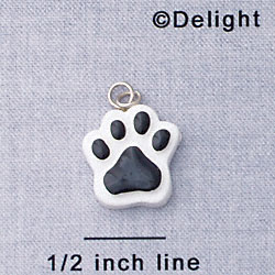 7047 - Paw - Black  - Resin Charm