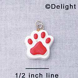 7049 - Paw - Red  - Resin Charm