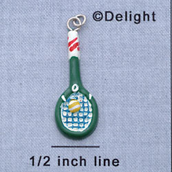 7064 - Tennis Raquet - Green  - Resin Charm