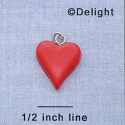 7085 - Heart - Red Long  - Resin Charm