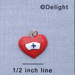 7091 - Heart - Nurse Hat  - Resin Charm