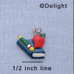 7105 - Apple - Book Pencil Collage  - Resin Charm