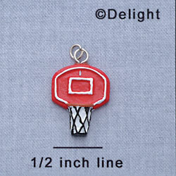 7152 - Basketball Hoop - Red  - Resin Charm