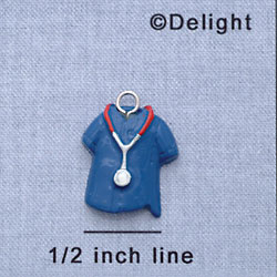 7215 - Scrub Shirt - Blue Plain  - Resin Charm
