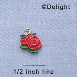 7302 - Flower - Red Bright  - Resin Charm