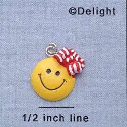 7313 - Smiley Face - Red Hairbow  - Resin Charm
