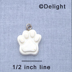 7350 - Paw - White  - Resin Charm