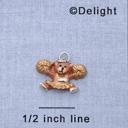 7351 - Cheerleader Bear - Gold  - Resin Charm