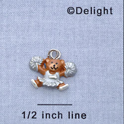 7352 - Cheerleader Bear - Silver  - Resin Charm