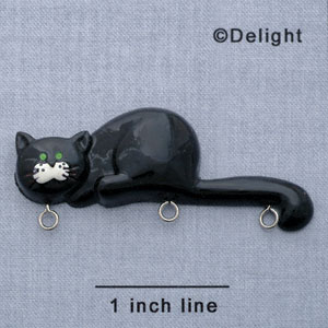 7360 - Cat - Black Laying  - Resin Charm Holder