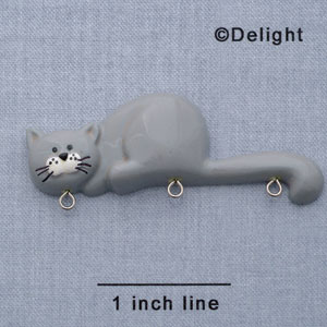 7362 - Cat - Gray Laying  - Resin Charm Holder