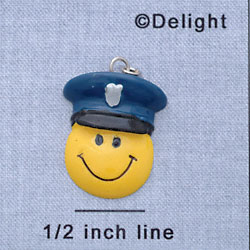 7372 - Smiley Face - Policeman  - Resin Charm