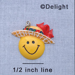 7373 - Smiley Face - Bonnet  - Resin Charm