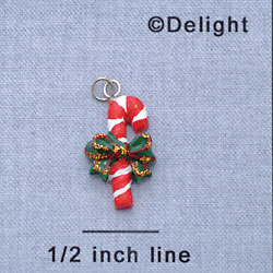 7410* - Candy Cane - Bow Green Resin Charm (Left or Right)