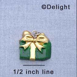 7418 - Present - Green Gold Bow  - Resin Charm