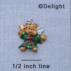 7422 - Angel Bear - Green  - Resin Charm