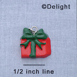 7428 - Present - Red Green Bow  - Resin Charm
