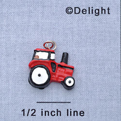 7449 - Tractor - Red  - Resin Charm