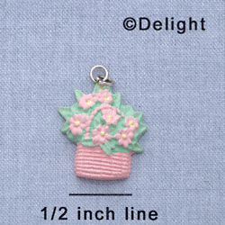 7501 - Easter Basket - Flower Pink  - Resin Charm