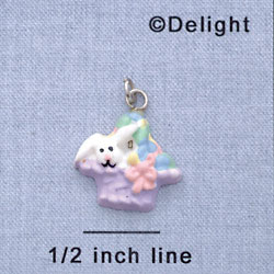 7502 - Bunny - Basket Purple  - Resin Charm