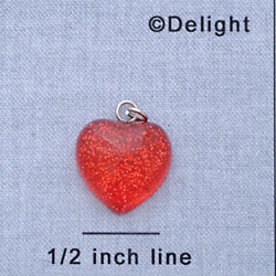 7514 - Heart - Glitter Red  - Resin Charm