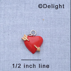 7515* - Heart - Red Arrow Gold Resin Charm (Left or Right)