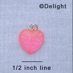 7517 - Heart - Glitter Pink  - Resin Charm