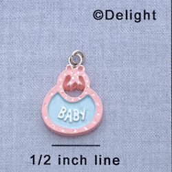 7561 - Baby Bib - Multi  - Resin Charm