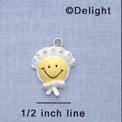 7562 - Smiley Face - Baby Bonnet  - Resin Charm