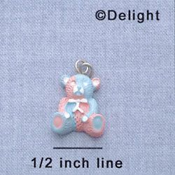 7569 - Bear - Sitting Tie White  - Resin Charm