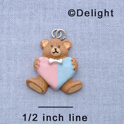 7606 - Bear - Heart Multi  - Resin Charm