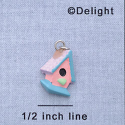 7613 - Bird House - Pink Pastel  - Resin Charm