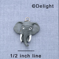 7617 - Elephant - Face  - Resin Charm