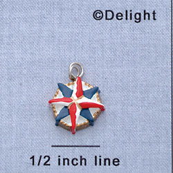 7627 - Compass - Red, White, and Blue  - Resin Charm