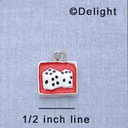 7632 - Dice - Red Background  - Resin Charm