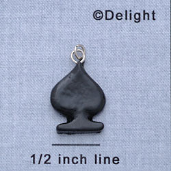 7633 - Card Suit - Spade Black  - Resin Charm