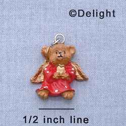 7635 - Angel Bear - Red Dots White  - Resin Charm
