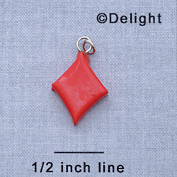 7638 - Card Suit - Diamond Red  - Resin Charm