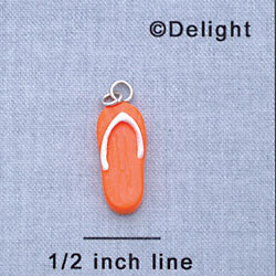 7655 - Flip Flop - Bright Orange  - Resin Charm