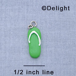7656 - Flip Flop - Bright Green  - Resin Charm